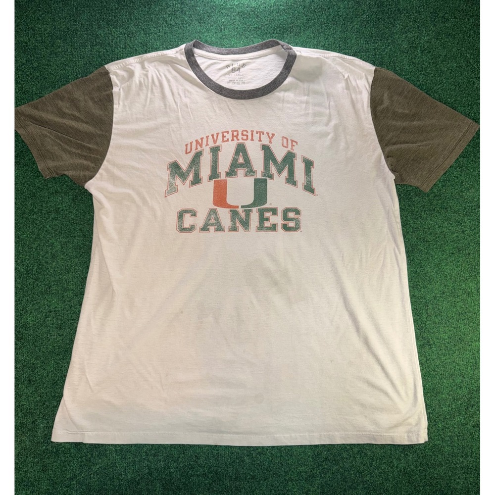 Blue 84 University of Miami Canes T-Shirt Mens XXL Colorblock Tri-Blend USA Made